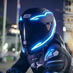 [호환품]바이크 오토바이 헬멧 라이트 야간 주행 신호 4 in 1 EL 3 모드 LED 스트립 장식 액세서리 키트