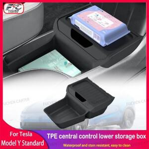 [호환품]테슬라 호환 뉴 모델Y 스탠다드2025 TPE 중앙 컨트롤 수납함 플립 커버 디자인 티슈 박스 인테리어