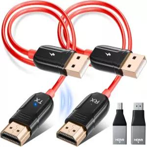 LXJADAP 무선 HDMI 송신기 및 수신기 4K 디코딩 1080P@60Hz 울트라 HD 비디오 출력 2.4G/5.8G 플러그 앤