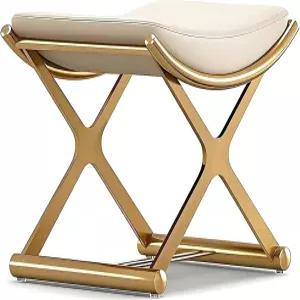 레페드라스티시티 골드 베니티 스툴 의자 메이크업 가죽 쿠션 작은 오스만 발 받침대 모던 커버드 침실