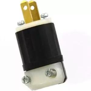 레비톤 15암페어 125볼트 접지 없음 스트레이트 블레이드 플러그 산업용 등급 미젯 MS2-P 블랙-화이트