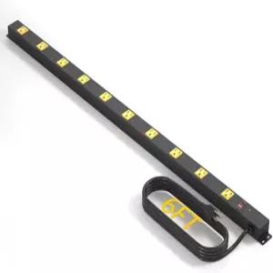 10 콘센트 롱 파워 스트립 서지 프로텍터 고강도 산업용 금속 6피트 벽걸이형 작업대 상점 차고 검은색