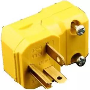 레비톤 20암페어 250볼트 산업용 등급 플러그 스트레이트 블레이드 접지 파이썬 앵글 5456-VA 옐로우