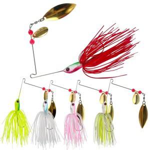 무료 피셔 5개 베이스 스피너 미끼, 베이스 낚시용 스피너 미끼, 베이스 파이크 트라우트 연어용 하드 메탈 수영 미끼 2.48in / 0.7oz