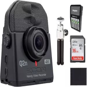 Zoom Q2n-4K 핸디 비디오 레코더 16GB SD 카드 삼각대 충전식 배터리 및 천