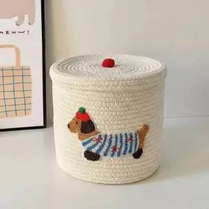 L 퍼피바스켓 패브릭 코튼로프 수납바구니 206104