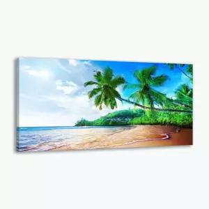 거실용 Cpwaxf 캔버스 월 아트 여름 열대 야자수 오션 프린트 바다 파도 코코넛 나무 해변 풍경 자연 그림