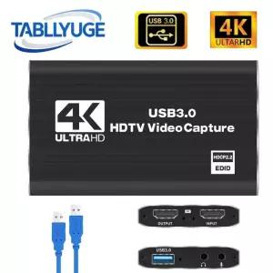 캡쳐보드 4K USB30 비디오 캡처 카드 HDMI 호환 1080P HD PS4 OBS 게임 녹화 오디오 마이크