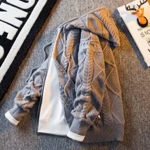 스웨터 가디건 니트 집업 꽈배기 커플 빅사이즈 후드