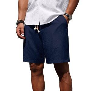세일윈드 남성 u2019 린넨 반바지 캐주얼 여름 탄력 허리 드로스트링 경량 비치 바캉스 반바지 포켓 포함