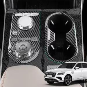 [CAR] GV80 기어패널 컵홀더 탄소 몰딩 자동차 인테리어 악세사리