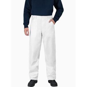 작업 아이디어 남성용 면화 화가 바지 - 흰색 릴렉스 핏 치노, 패치 포켓이 있는 일자 다리 캐주얼 바지