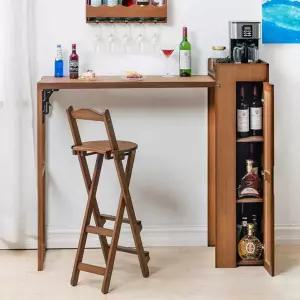 1인 2인 원목 미니 홈바 테이블 접이식 식탁 공간활용