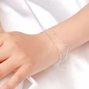 92.5 실버 포인트 두줄 볼 체인 은 팔찌 실버팔찌 은팔찌