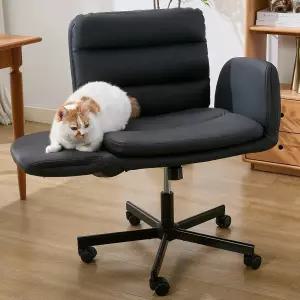 플립업 암과 회전 휠이 있는 크리스 크로스 의자 높이와 측면 포켓을 조절할 수 베니티 홈 오피스용 편안한