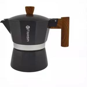 스토브탑 에스프레소 모카 포트 커피 메이커 미끄럼 방지 우드 그레인 핸들 주조 알루미늄 호환 전기