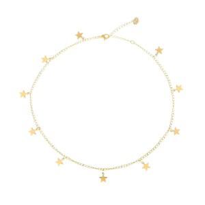 S.J. 쥬얼리 여성 심플 섬세 보름달 14K 골드 도금 / 로즈 골드 / 실버 도금 레이어드 펜던트 핸드메이드 스타 초커 목걸이