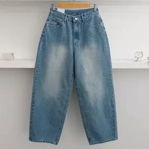 여성 스트라이프 하이웨이스트 워싱 루즈핏 청바지