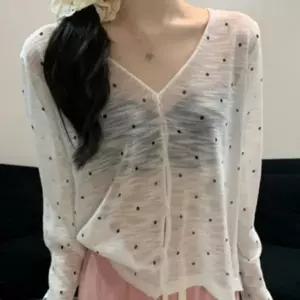 시원한 시스루 니트 아우터 패턴 가디건 도트 긴팔 여름 원픽