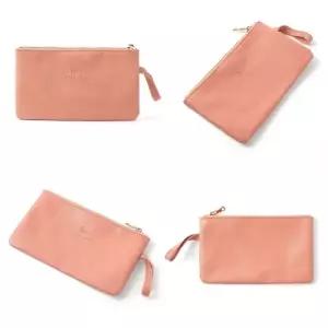 ( )레더 스트랩 파우치 핑크 손잡이파우치 화장품 메이크업