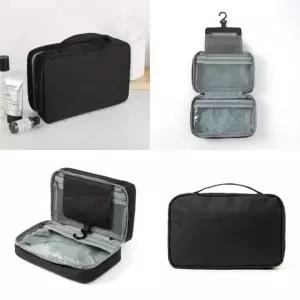 ( )3단 사각 파우치 블랙 휴대용파우치 메이크업파우치