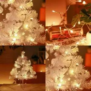 ( )50구 투명선 피켓 LED 웜색전구 5M 건전지형 90cm트리용 가랜드 장식전구