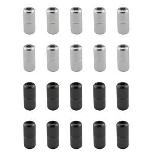 지안링 20PCS 신발끈 금속 캡슐 잠금 버클 로퍼 노타이 금속 버클 프레스 스냅 운동화 등산화 작업화 테니스화 신발 끈 실버 블랙