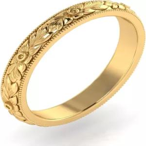 독특한 CAD 디자인 3mm 수제 빈티지 스타일 빅토리아 필리지 각인 웨딩 밴드 링