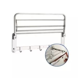 (크기 60cm)다용도 접이식 욕실 수건 선반 2단 타올걸이 욕실타올걸이 정리대 수납 수납장 욕실용