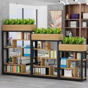 수납장 사무실 철제 가벽 플랜트 원목 인테리어 3단