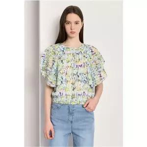 [더아이잗]프린트 케이프 밴딩 블라우스 IP5AOBL161_CC