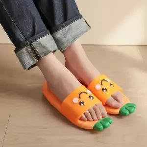 유니크한 당근 디자인 거실 실내화 주황 파랑 2종 세트 홈웨어 슬리퍼