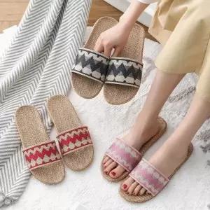 여름 지그재그 왕골 라탄 슬리퍼 실내화 거실화 사무실화 바캉스 휴가 신발