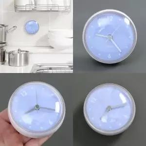 ( )흡착식 방수 벽시계 화이트+스카이 화장실시계 욕실시계 주방시계