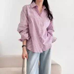 [다잇템] 여성 빅사이즈 나일론 면혼합 단가라 셔츠