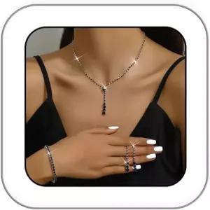 골드 주얼리 세트 프롬 진주 목걸이 귀걸이 팔찌 크리스탈 브라이덜 웨딩 드레스 코스튬 액세서리 라인스톤