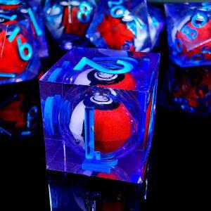 회전 드래곤 아이 코어가 포함 DnD 주사위 세트 7피스 다면체 던전 앤 브라이트 보라색 RPG 테이블탑 게임