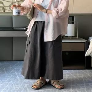 클루디 카고 밴딩 롱 스커트 (one color)