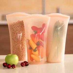 [아가드]모모빈 3중 밀폐 실리콘 롱 지퍼백 다회용 보관백 스탠딩 밀폐용기 냉장고정리