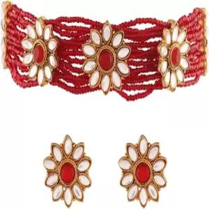 스터드 귀걸이가 달린 아헬리 에스닉 초커 목걸이 인도 전통 결혼식 바라타나탐 주얼리 세트 여성용 선물