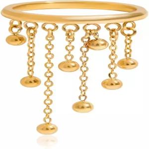 이즈팩 타이니 볼 태셀 행잉 얇은 밴드 링 여성용 - 18K 금 도금 스테인리스 스틸 원형 비즈 체인 명세서