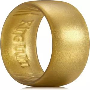 킹 윌 남성용 실리콘 웨딩 밴드 - 메탈릭 쉬머가 있는 1.8mm 초박형 링 컴포트 그립 내부 디자인 헬스장