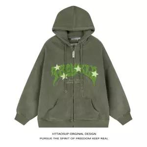 남성 후드 재킷 빈티지 스타일 루즈핏 따뜻한 두꺼운 카디건 캐주얼 후드티 오버핏 스웨트셔츠