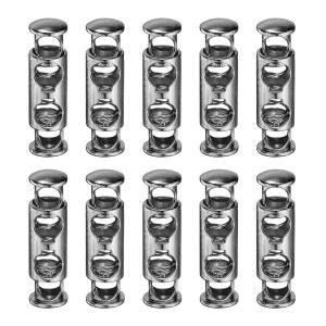 uxcell 10Pcs 더블 홀 코드 잠금장치, 신발끈 드로스트링 파라코드, 딤 그레이, 8mm 다이아용 5mm 금속 스프링 토글 스토퍼 클립
