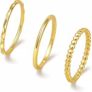 여성용 TLY 스태커블 링 비타니시 18K 골드 실버 도금 고급 세트 엄지손가락 얇고 귀여운 너클 핑키 핑거