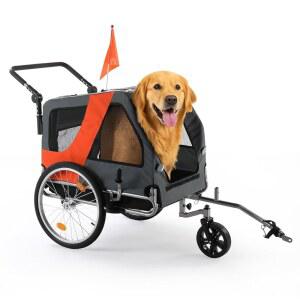 Ktaxon 2in1 애완동물 자전거 트레일러 헤비 듀티 132파운드 용량의 접이식 개 왜건 대형견
