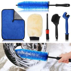 Acshio 모터사이클 청소 브러시 키트 6종 세트, 모터사이클 디테일 워시 키트, 이지 리치 브러시, 체인, 뻣뻣한 타이어, 디테일 브러시, 울 워시 미트, 모터사이클용 극세사 타월, 자전거 포함
