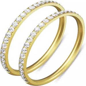 주루 2팩 14K 금도금 스태킹 링 4세대/오우라 큐빅 지르코니아 시뮬레이션 다이아몬드 스택 여성용