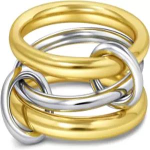 여성용 TLY 스태커블 골드 링 18K 금 도금 연동 스택 세트 실버 혼합 금속 명세서 방수 다인 큐빅