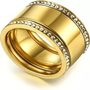 HYSIC 3팩 14K 금도금 스태킹 링 4세대/오로라 큐빅 지르코니아 시뮬레이션 다이아몬드 여성용 골든